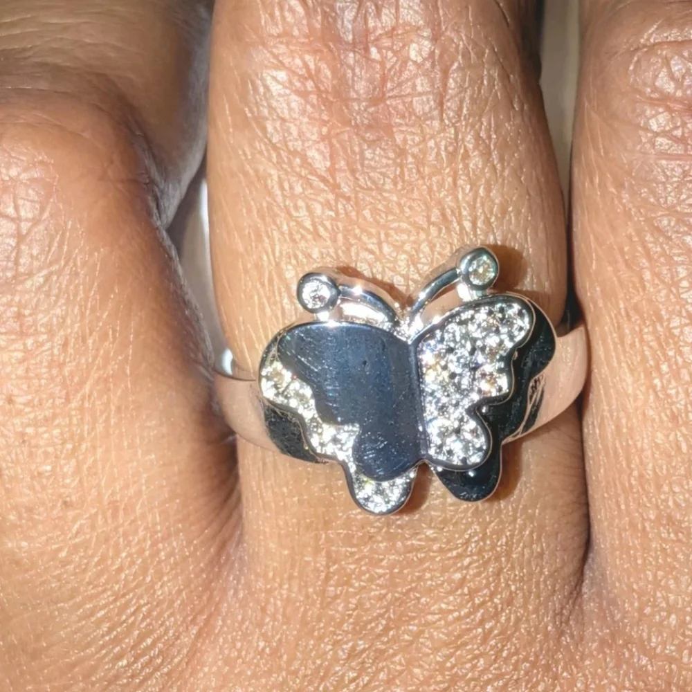 Elegant 925 Sterling Silver Butterfly Ring Sz8